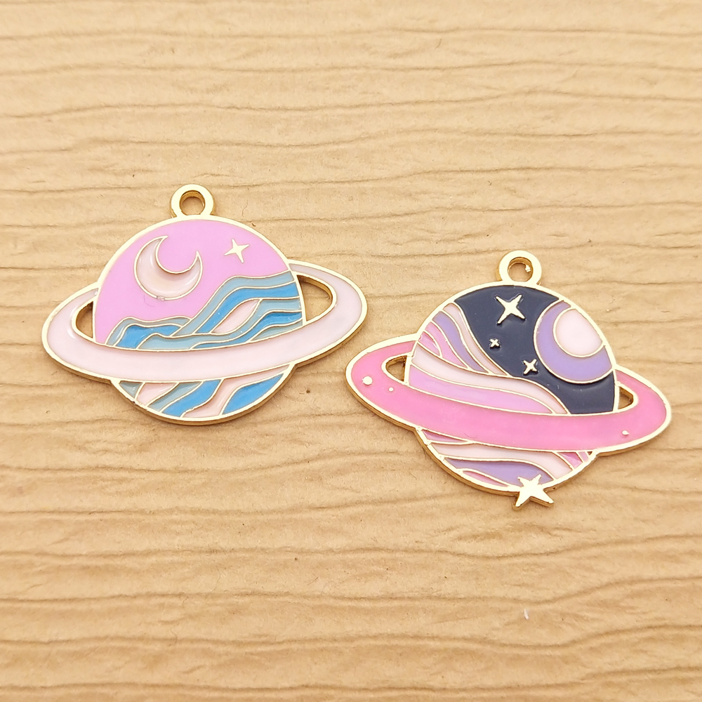 

10pcs Saturn Charm for Jewelry Making Enamel Necklace Pendant Earring Bracelet Keychain Accessories Diy Craft Supplies