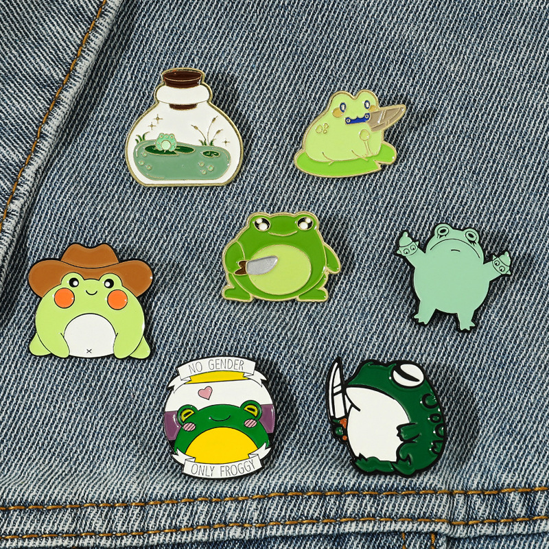 

frog knife brooch Cute Anime Movies Games Hard Enamel Pins Collect Metal Cartoon Brooch Backpack Hat Bag Collar Lapel Badges, Color #1