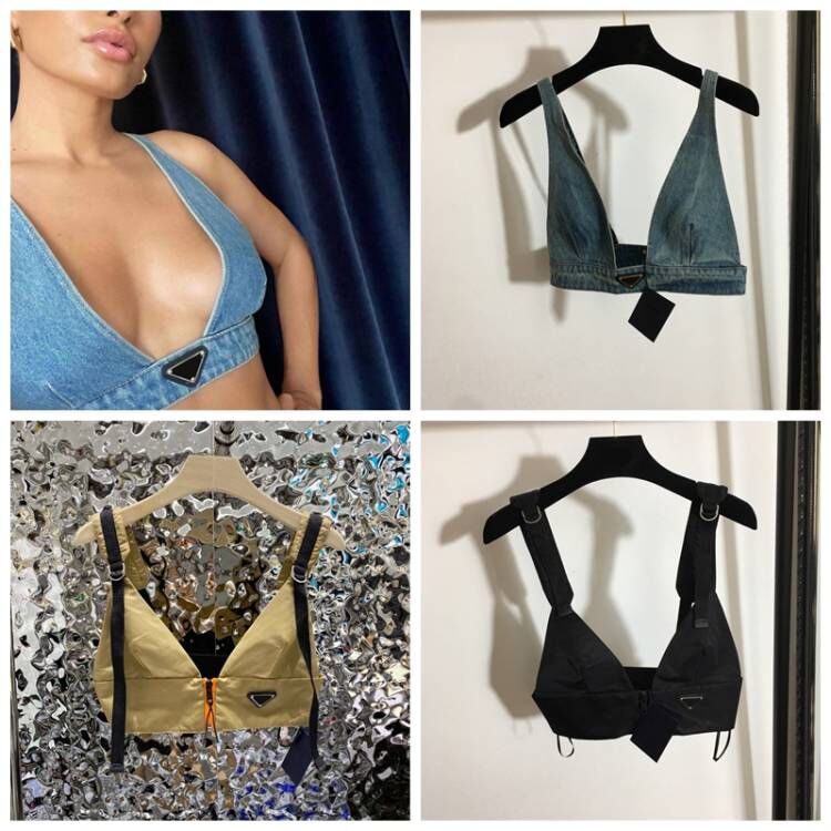 

Womens sexy V neck crop tank tops women fashion denim straps camis motorcycle black blue brown tees blouse bra designer clothes for women clothing