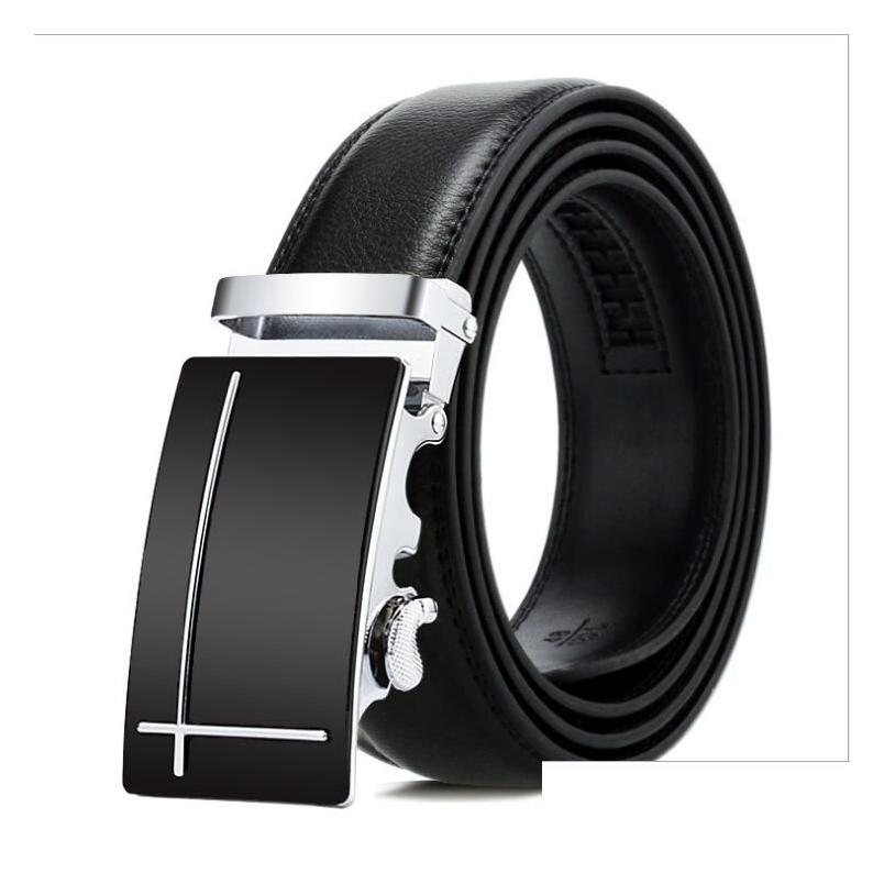 

Belts Ship Factory Direct Mens Doublesided Leather Gspd003B Fashion Business Cowe Belt Leisure Alloy Matic Buckle Drop Delivery Acces Dhk51, Black