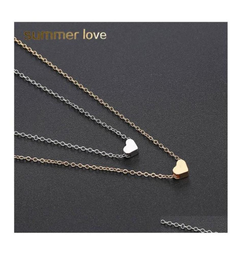 

Pendant Necklaces Classic Clavicle Chain Necklace Small Love Heart For Women Girl Gold Sier Choker Party Wedding Jewelry Drop Deli2442113