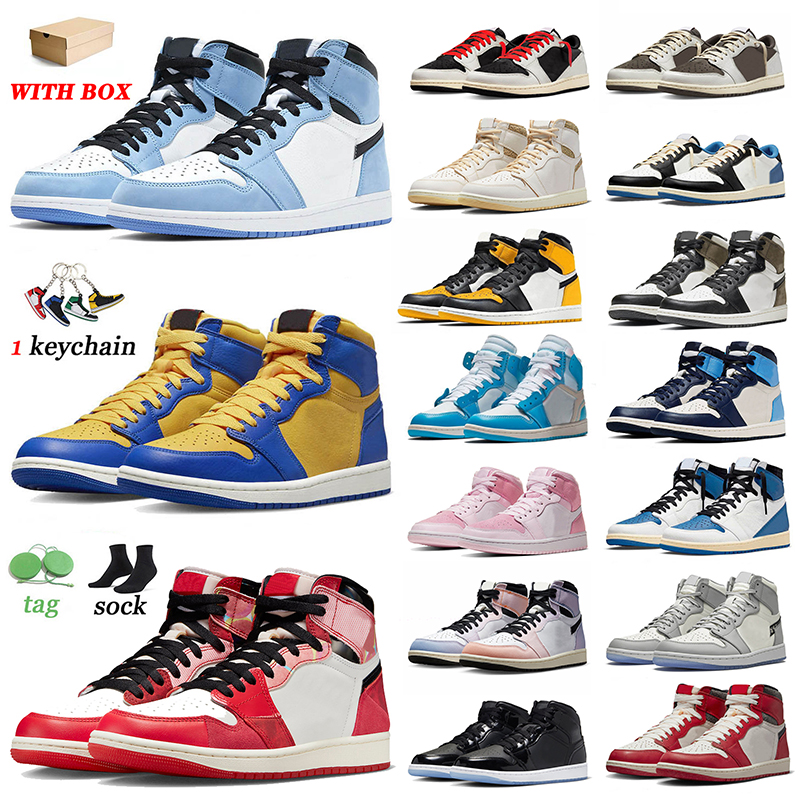

High Quality 1s Men Basketball Shoes Jumpman 1 University Blue Reverse Laney Spider-Verse TS Olive Taxi Dark Mocha Space Jam Lost Found Mens Women Trainers Sneakers, 33