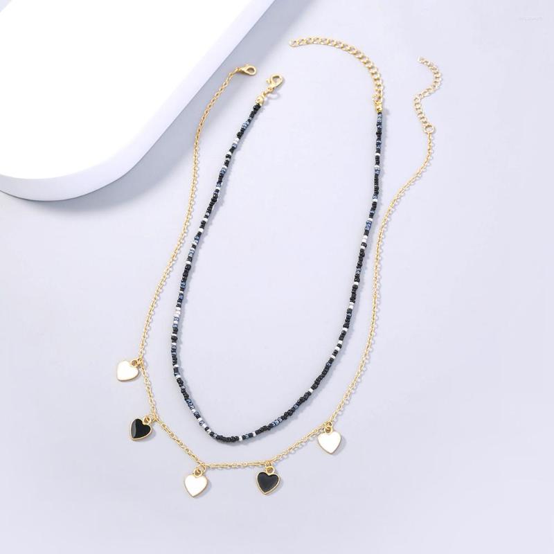

Chains Handmade Multilayer Golden Heart Colorful Clay Zircon Moon Star Pendant Chain Necklace For Women Wedding Party Jewelry Gift