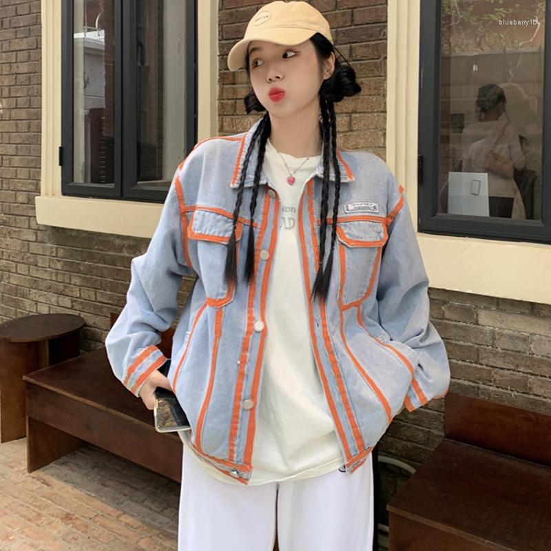 

Women' Jackets 2023 Spring Women' Jacket Denim Retro Graffiti Loose Korean Design Versatile, Blue