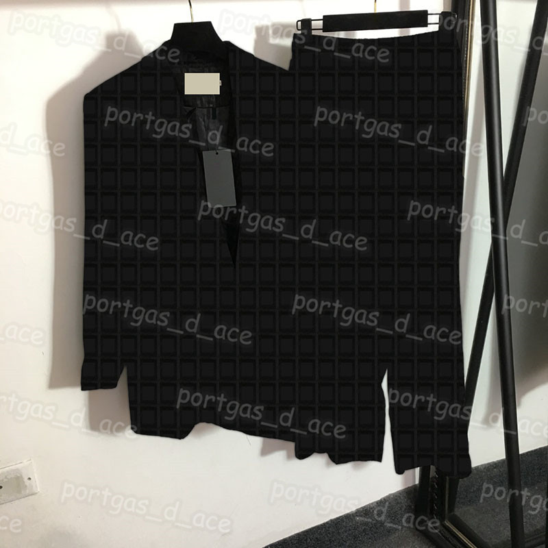 

Letter Women Coat Pants Set Black Long Sleeve Blazer High Waist Women Formal OL Suit, Black with label #20224293