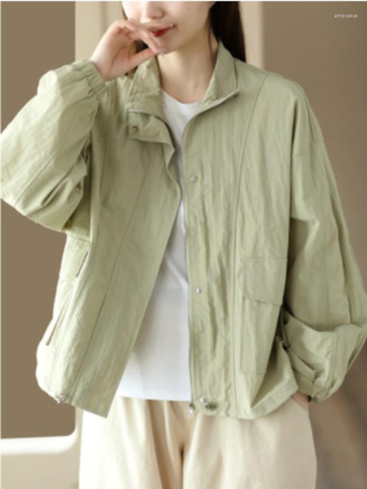 

Women's Jackets Women's Fashion Workwear Large Pocket Coat Solid Color Tops 2023 Summer Casual Loose Turn Down Collar Short Outwear, Figure 2