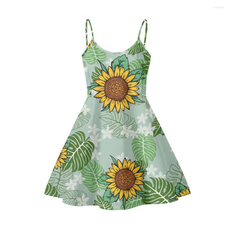 

Casual Dresses Cumagical Selling Women Wholesale Fancy Vintage Summer Dress Yellow Sunflower Strap Dot Print Customize, Hbc215100h1