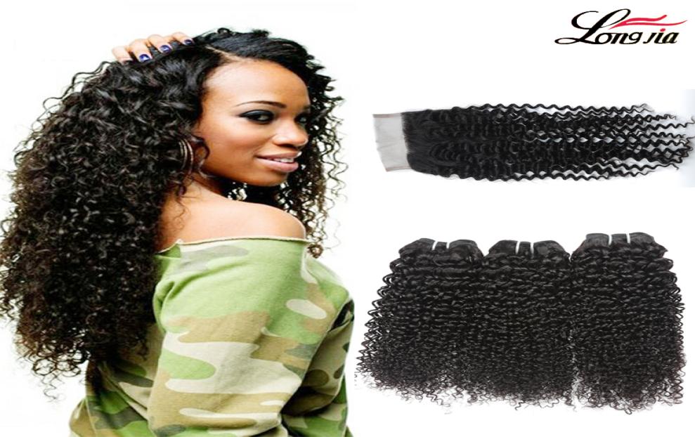 

Kinky Curly Weave Human Hair Bundles with Lace Closure Malaysian Hair Weave 3 Bundles with Closure Curly 34 Bundles Virgin Human 1675922, Black