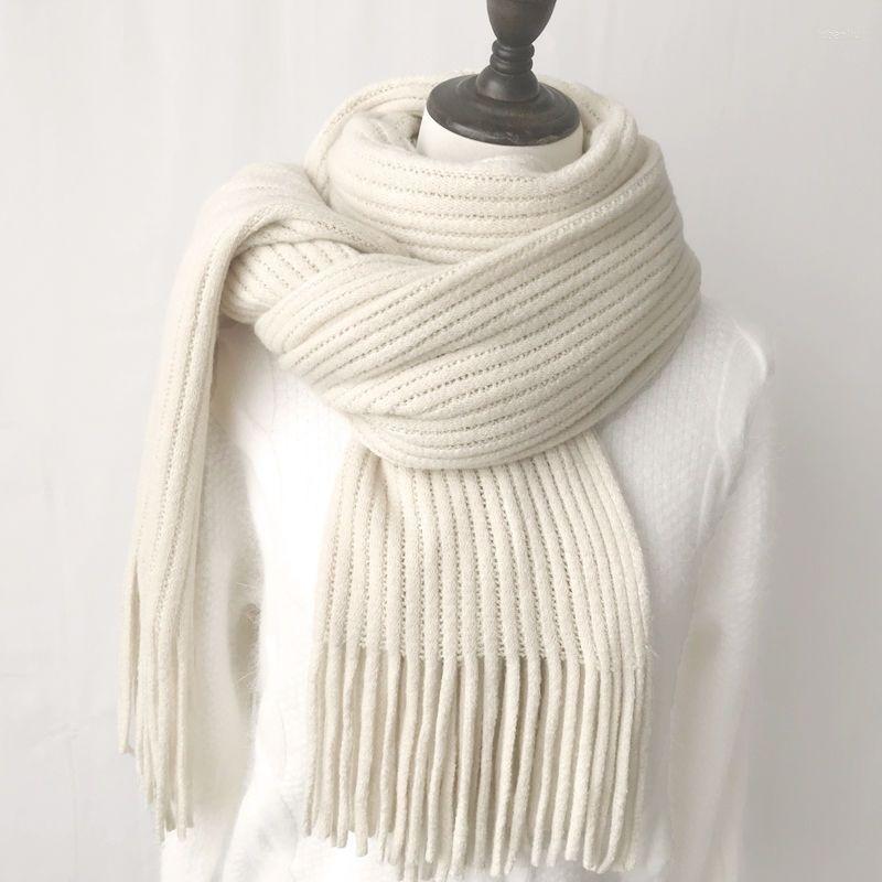 

Scarves Scarf Women Winter Student Korean Knitted Couple Thickened Warm Wool Female Solid Color Tassel 200x40cm