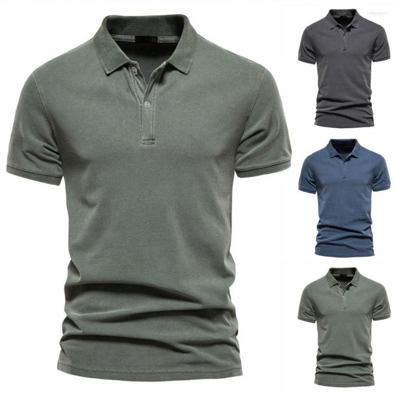 

Men' T Shirts Lapel Buttons Neckline Short Sleeve Men T-shirt Summer Solid Color Loose Casual Top Pullover Shirt Streetwear, Blue