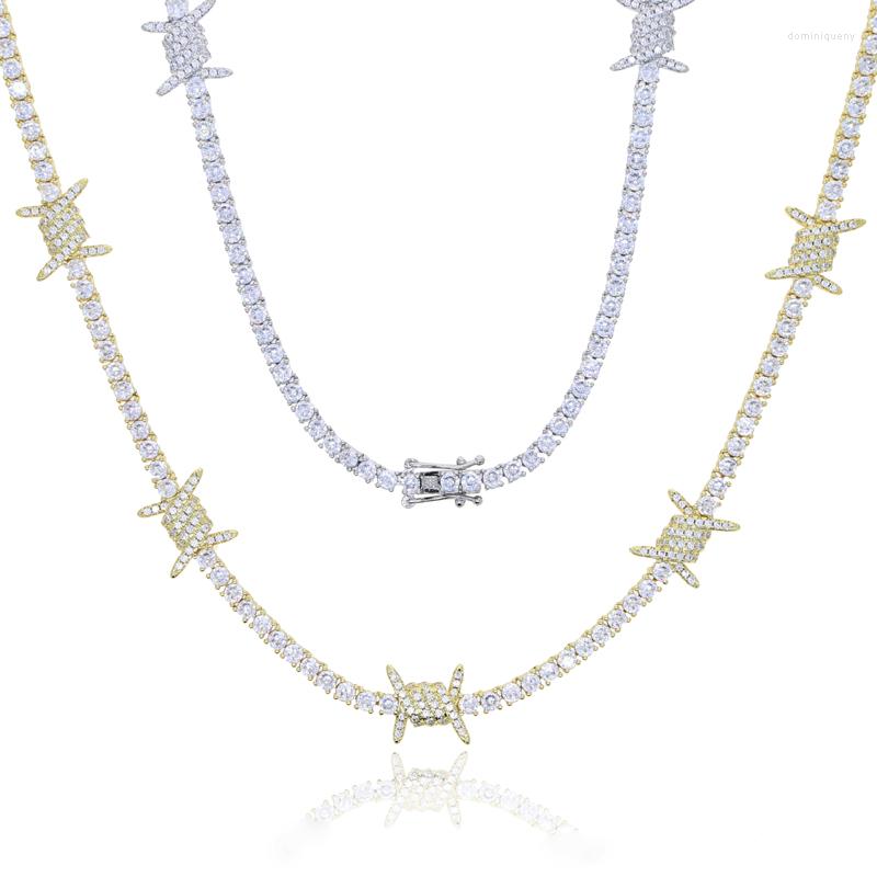 

Chains Hip-Hop Cross Knotting Cz Necklace For Men Women Iced Out Paved Bling 3mm 5A Cubic Zircon Tennis Chocker Punk Style Jewelry Gift