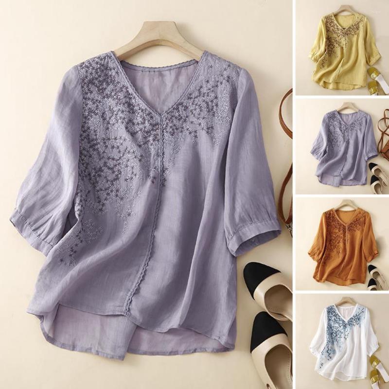 

Women's Blouses Shirt Top 3D Cutting Quick Drying Versatile Embroidery Star Print Retro Female Clothing, Purple