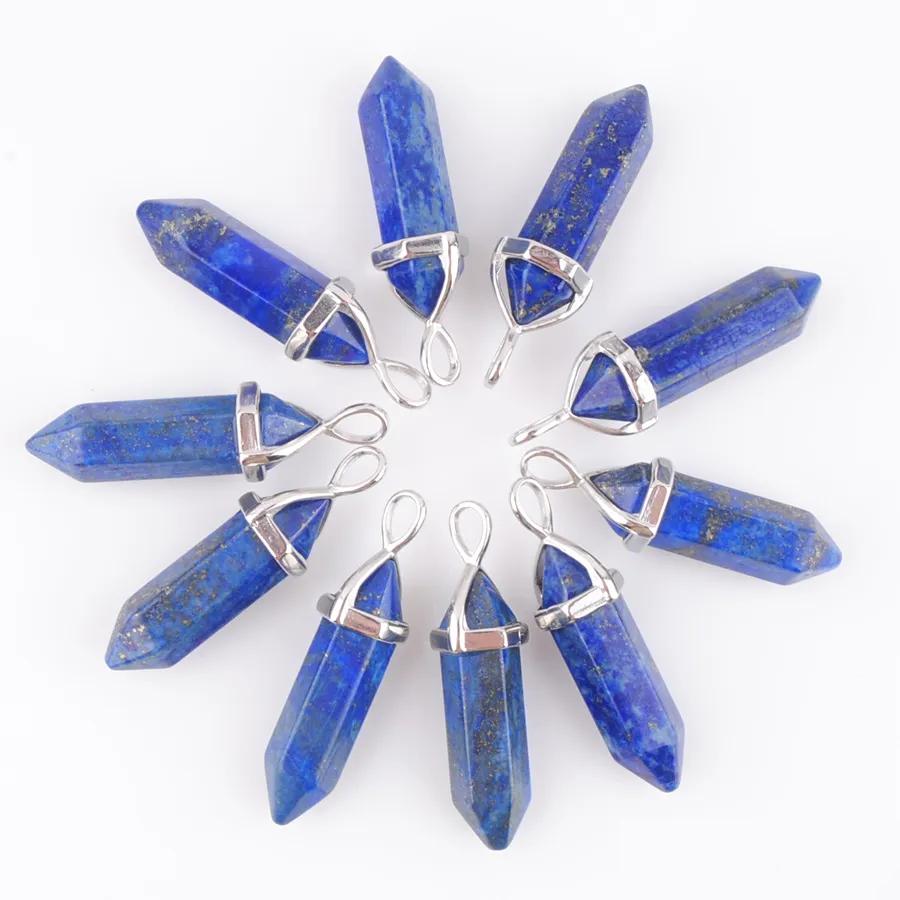 

Pendant Necklaces Pendants Natural Stone Lapis Lazi Hexagonal Point Crystal Pillar Reiki Healing Chakra Dangle Jewelry N3037 Drop Del Dhlzp