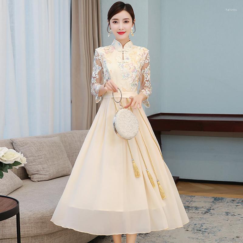 

Ethnic Clothing Elegant Slim Qipao China Costume Women Modern Improve Cheongsam Chinese Wedding Dress Traditional Vintage Chic Banquet