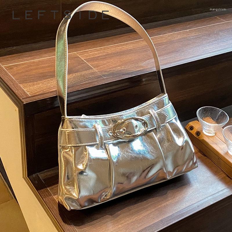 

Evening Bags Silver Small Underarm Shoulder Side For Women 2023 In Designer Korean Fashion Handbags Trend Leather Hand Bag Y2K, Black