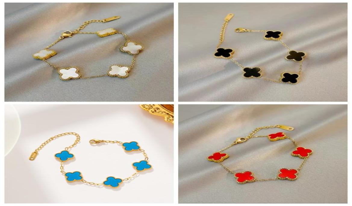 

Luxury Jewelry Double Side Clover Charm Bracelet Gold for Women1532857