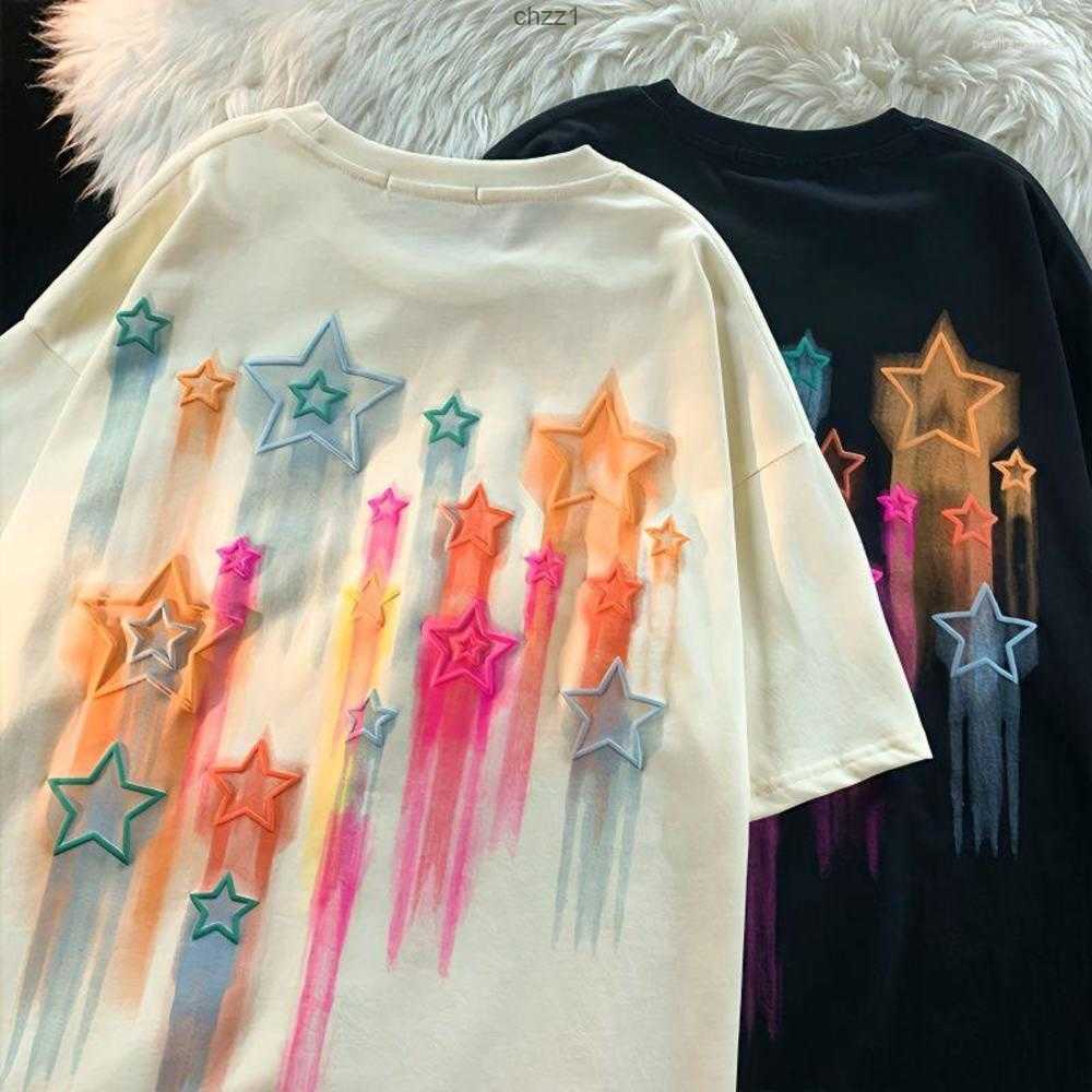 

Men's t Shirts European and American Tees Retro Printing Round Neck Short Sleeve Oversized Shirt Summer Loose Couple Casual Cotton Top Y2kafinafin, Apricot