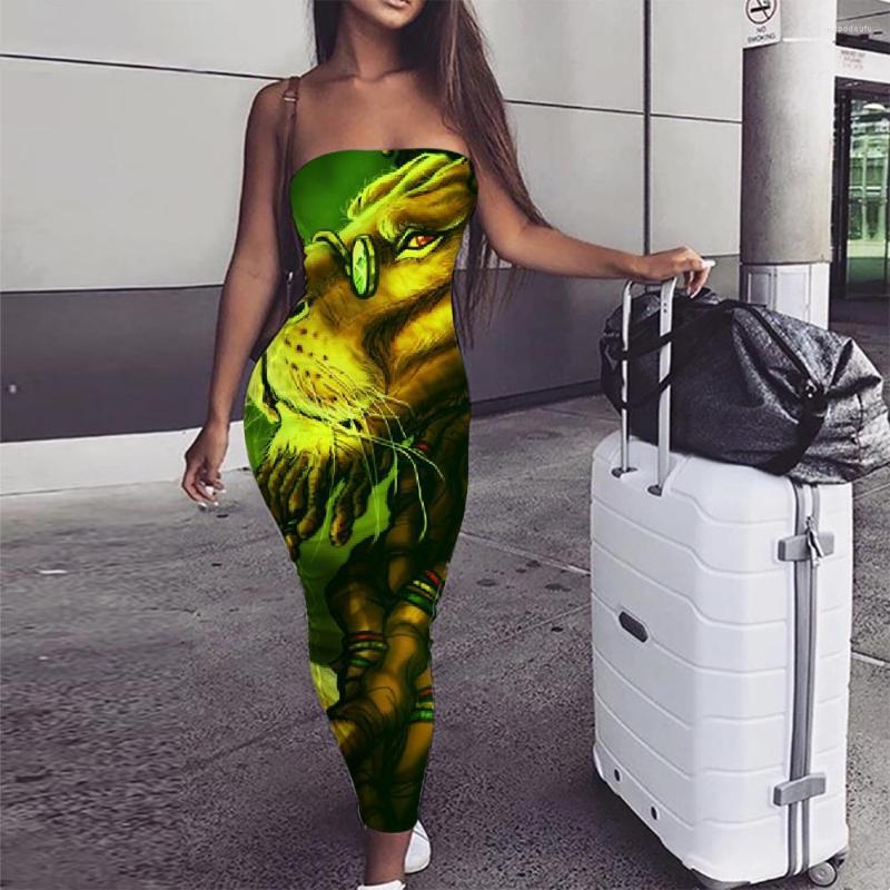 

Casual Dresses KYKU Brand Lion Dress Women Animal 3d Print Anime Sleeveless Graffiti Bodycon Harajuku Party Womens Clothing Ladies, Aae-10171