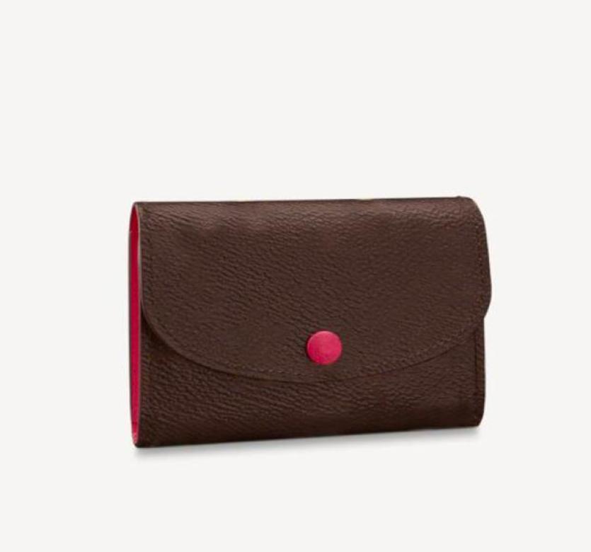

M41939 ROSALIE Wallets Women Button Short Credit Card Purses Fashion Leather Coated Canvas Clutch Coin Purse pocket pouch With box2644576, Red