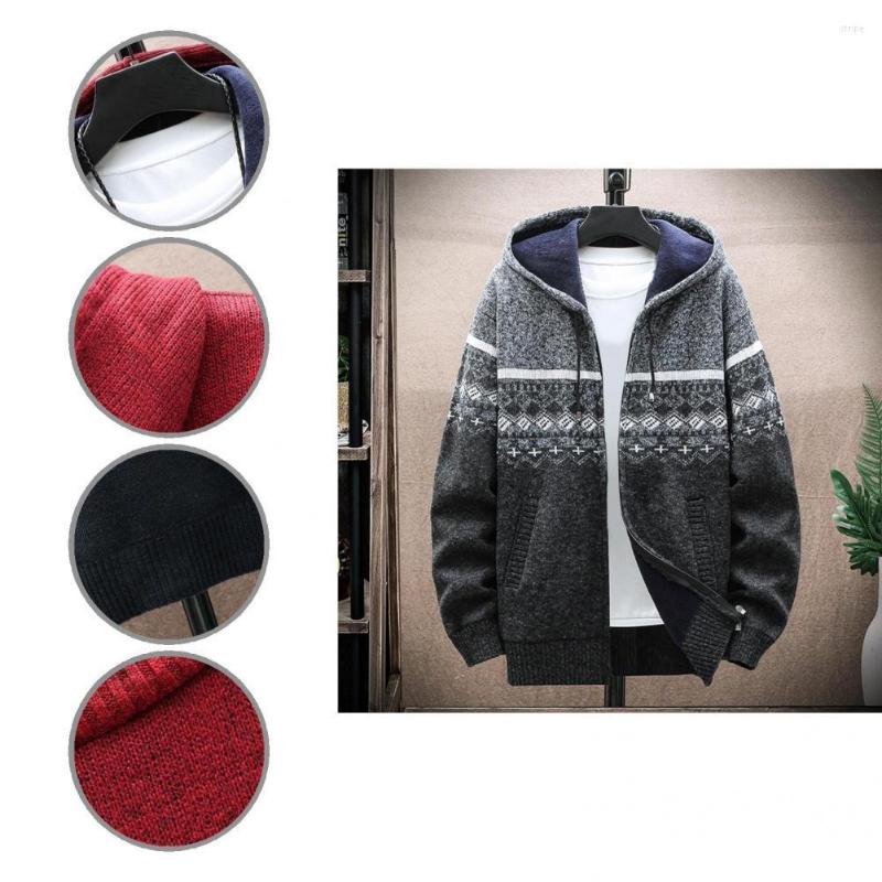 

Men's Jackets Men Jacket Casual Color Block Drawstring Plush Cardigan Sweater Hooded, Light grey