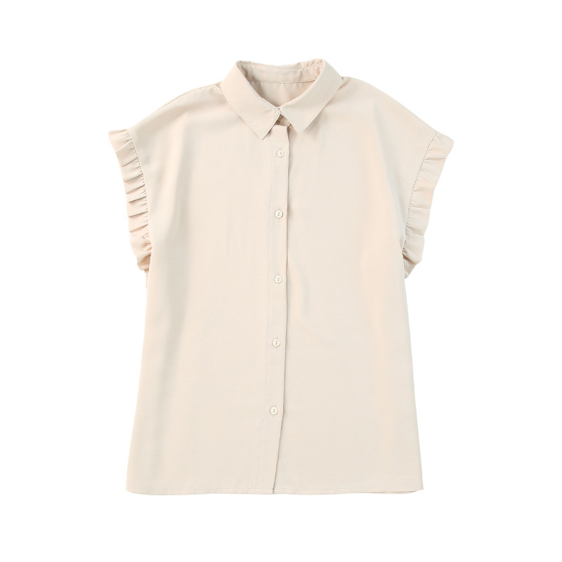

Women' Blouses & Shirts ruffled short sleeve shirt simple basic top, 01