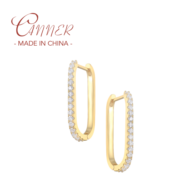 

CANNER 100% 925 Sterling Silver Big Circle Hoop Earring Ear Bone Buckle Piercing Earrings for Women Mujer U Shape Pendientes