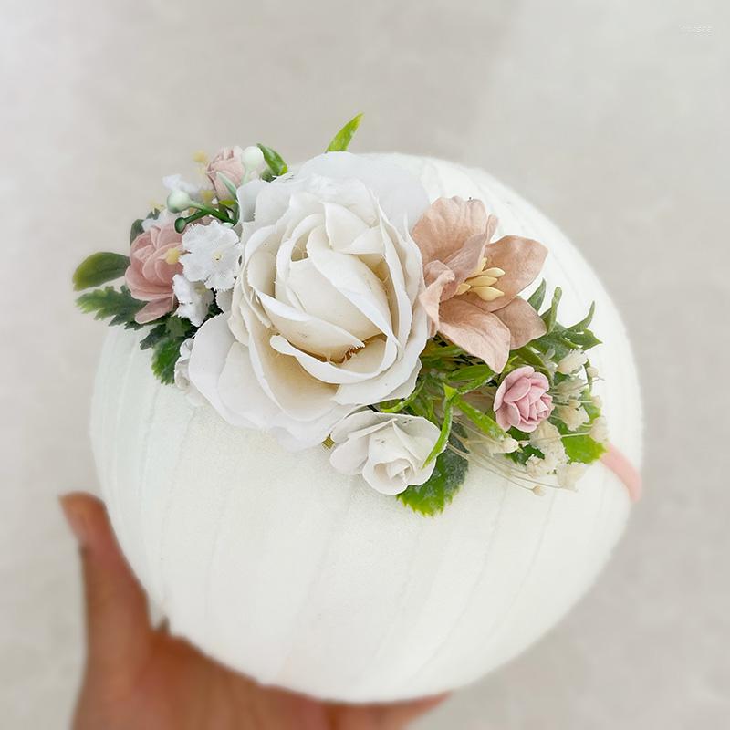 

Hair Accessories Blush Pink White Flower Skinny Girl Headband, Picture shown