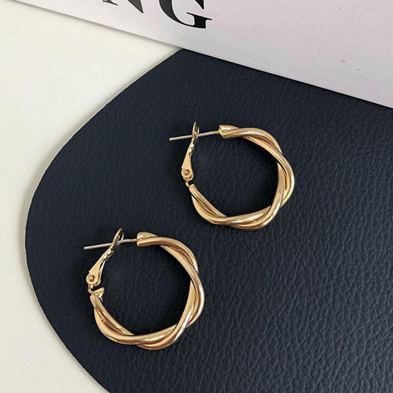 

Hoop Earrings S925 Silver Needle Geometric Twist For Women Temperament Korean Gold Metal Retro 2023