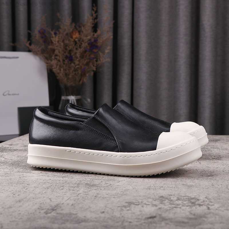 

Men's Rick Shoes Casual Low Top Leather Shoes RO Owens Soft Sole Lazy Single Shoe for Women, Black