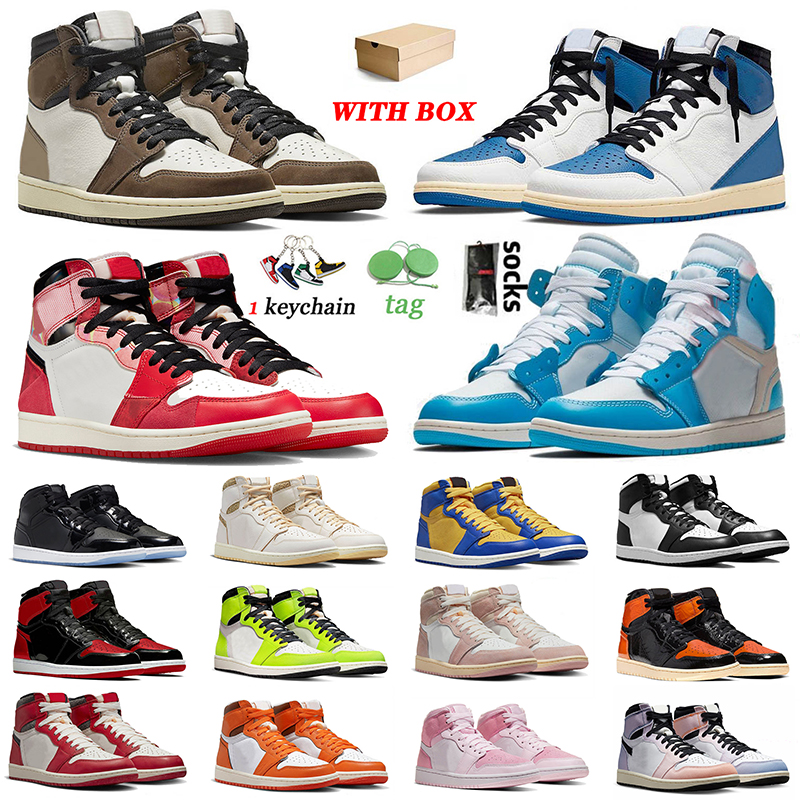 

2023 Jumpman 1 OG Basketball Shoes Mens Women 1s TS Mocha Fragment Spider-Verse UNC Mid Space Jam Craft Panda Bred Digital Pink Starfish Trainers Sneakers Mens Women, 10
