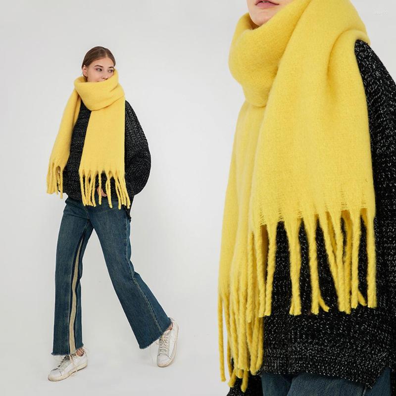 

Scarves Fashion Women's Scarf Thin Shawls Solid Color Women Winter Hijabs Tassels Long Cashmere Like Pashmina Wraps