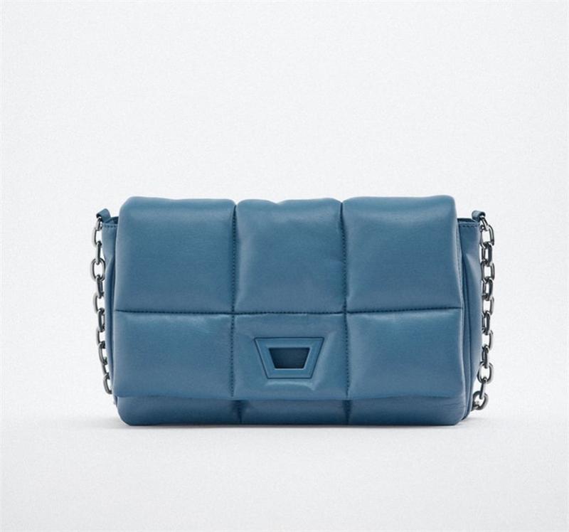 

Fashion Thick Chains Quilted Women Shoulder Bags Designer Padded Crossbody Bag Luxury Pu Leather Messenger Bag Small Puffy Flap Ha3552472, Sky blue