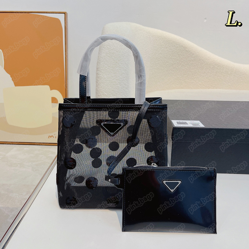 

Designer Shoulder Bags Fashion Beach Bag Transparent Black Gauze High Capacity Womens Street Trend Handbag Brand Totes Cross Body 2305252BF, P#black