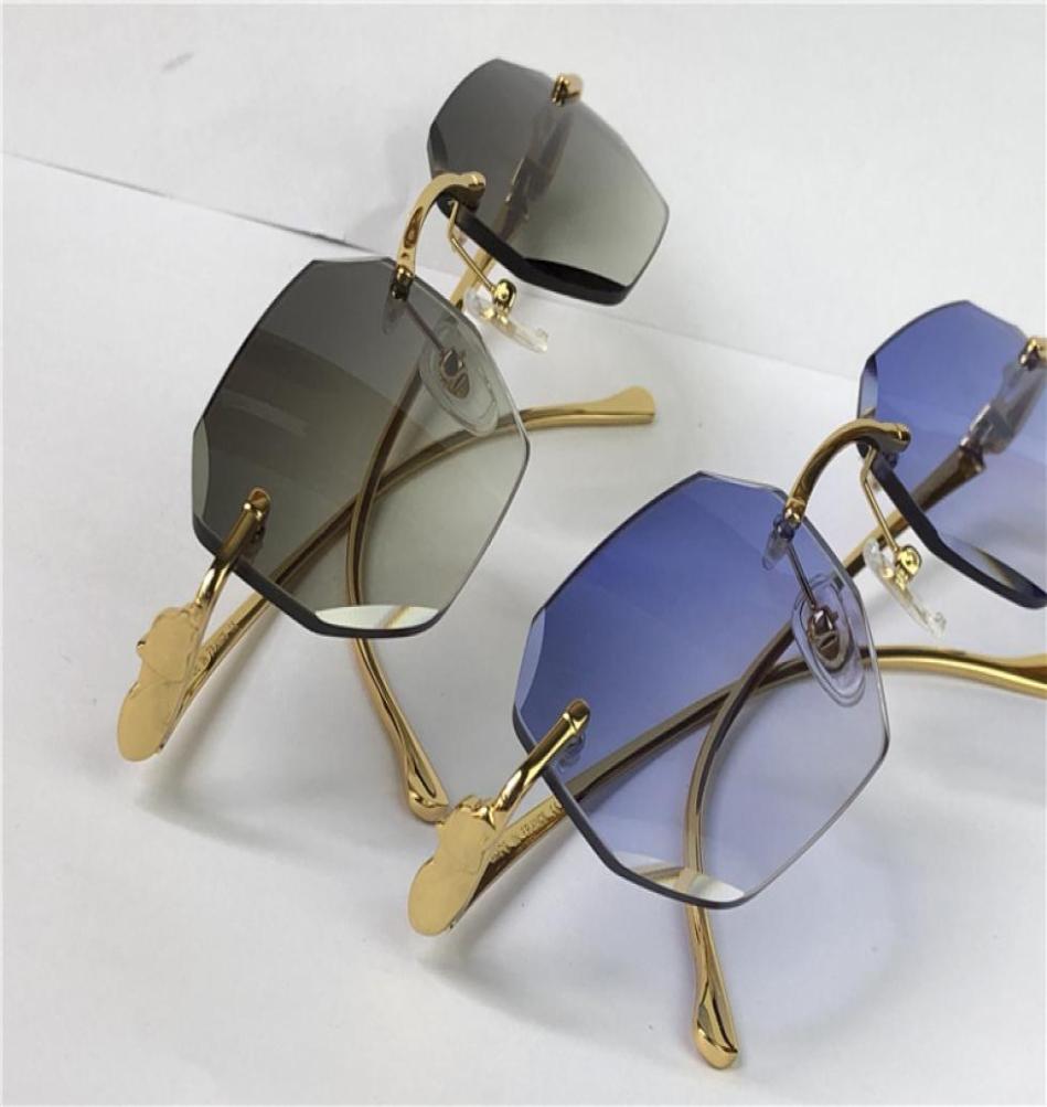 

selling vintage sunglasses irregular rimless 5634295 diamond cut glasses retro animal temples fashion avantgarde design uv400 lig9708070