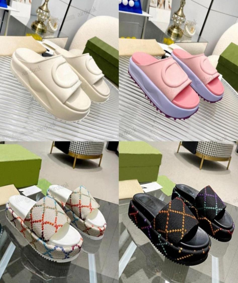 

2023 New style Slippers Sandal Sliders Macaron thick bottom nonslip soft bottom fashion G house slipper women wear beach flipflo2064673, Khaki