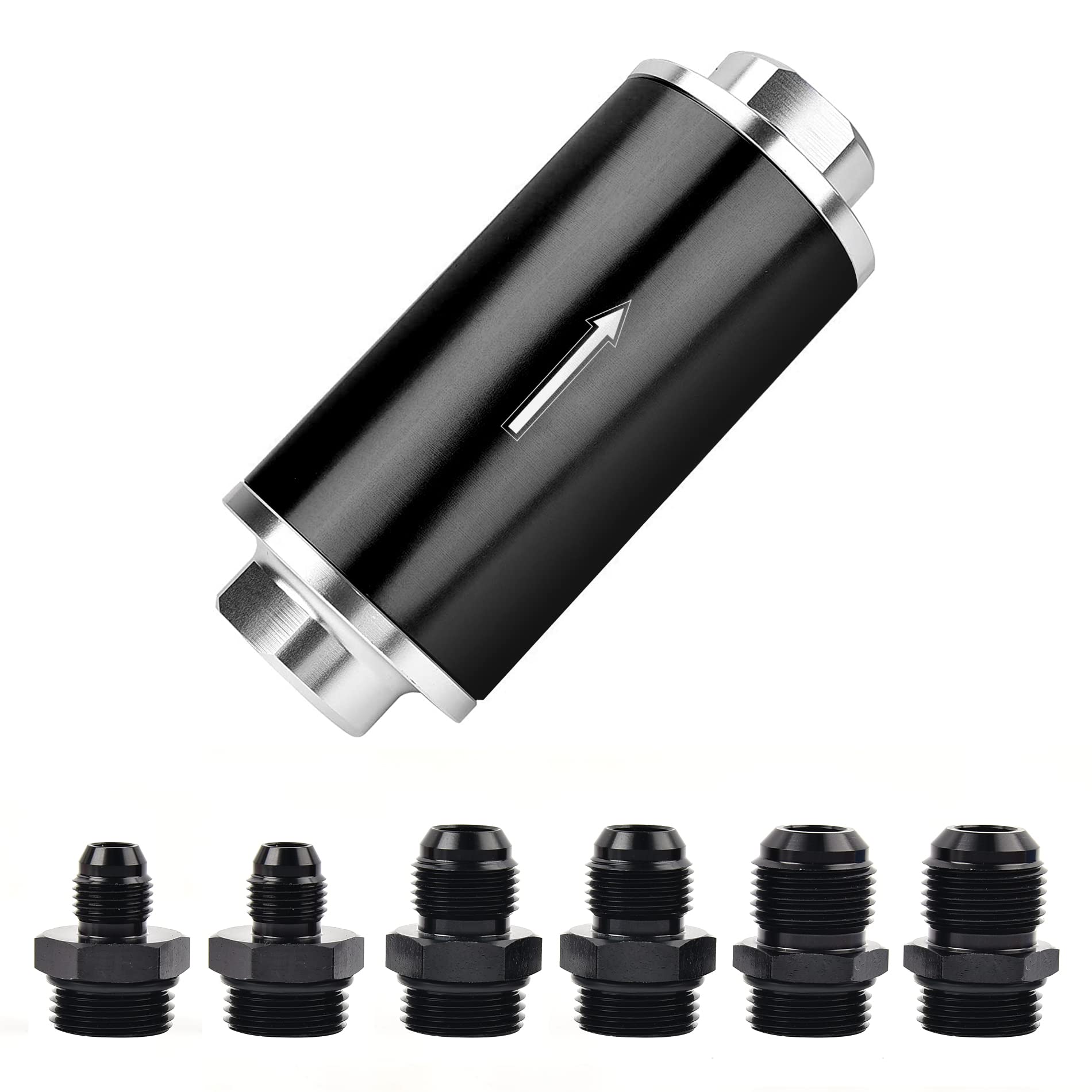

Inline Fuel Filter 100 Micron with 6AN 8AN 10AN Adapter for Gasoline Diesel E85 Capture Contaminant Particles Universal 50MM