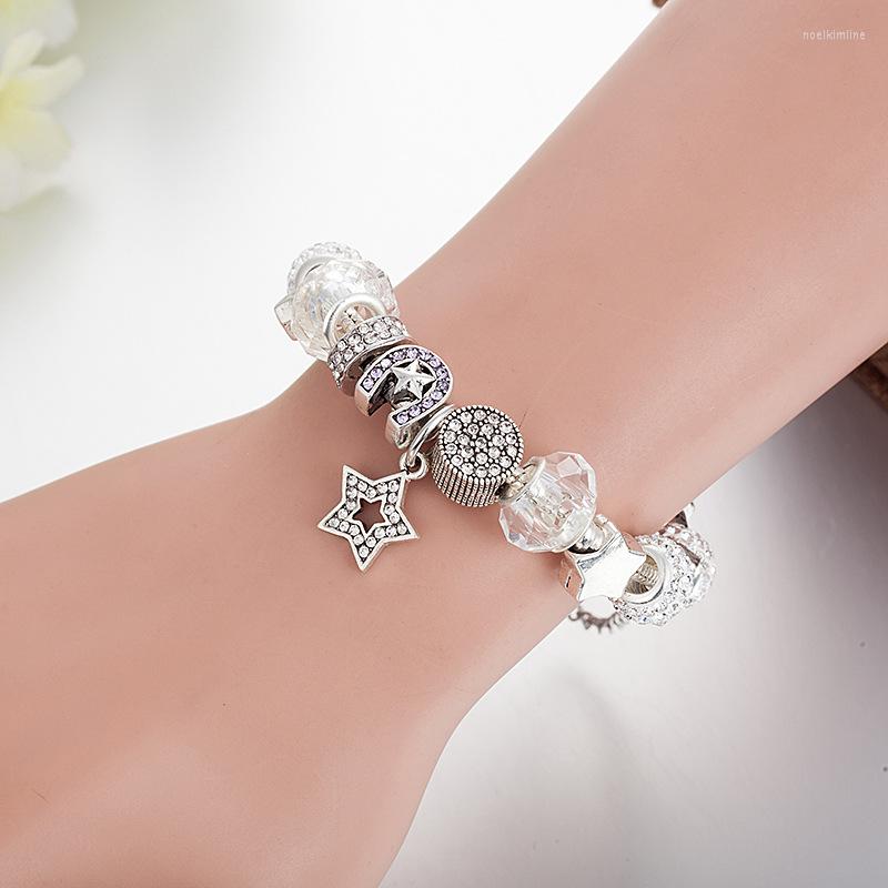 

Charm Bracelets JanYee 2023 Clear Charms With Shining Stars Pulcera Bracelet For Women DIY Beads Fit Pan Bangles Jewelry Drop B22072