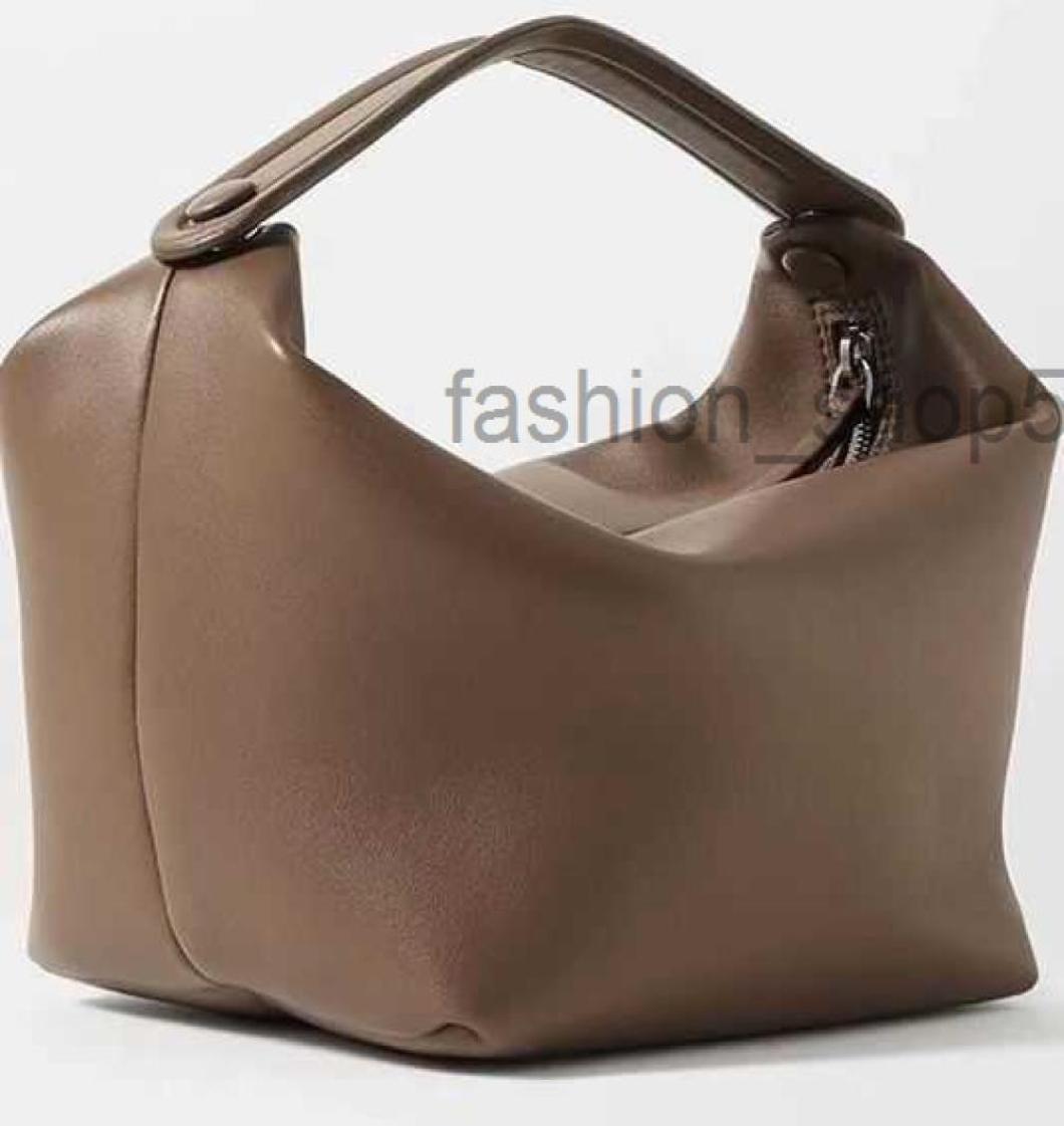 

totes bags The row cowhide lunch bag les Bains Tote extremely simple style handbag Womens European American style5585613, Brown