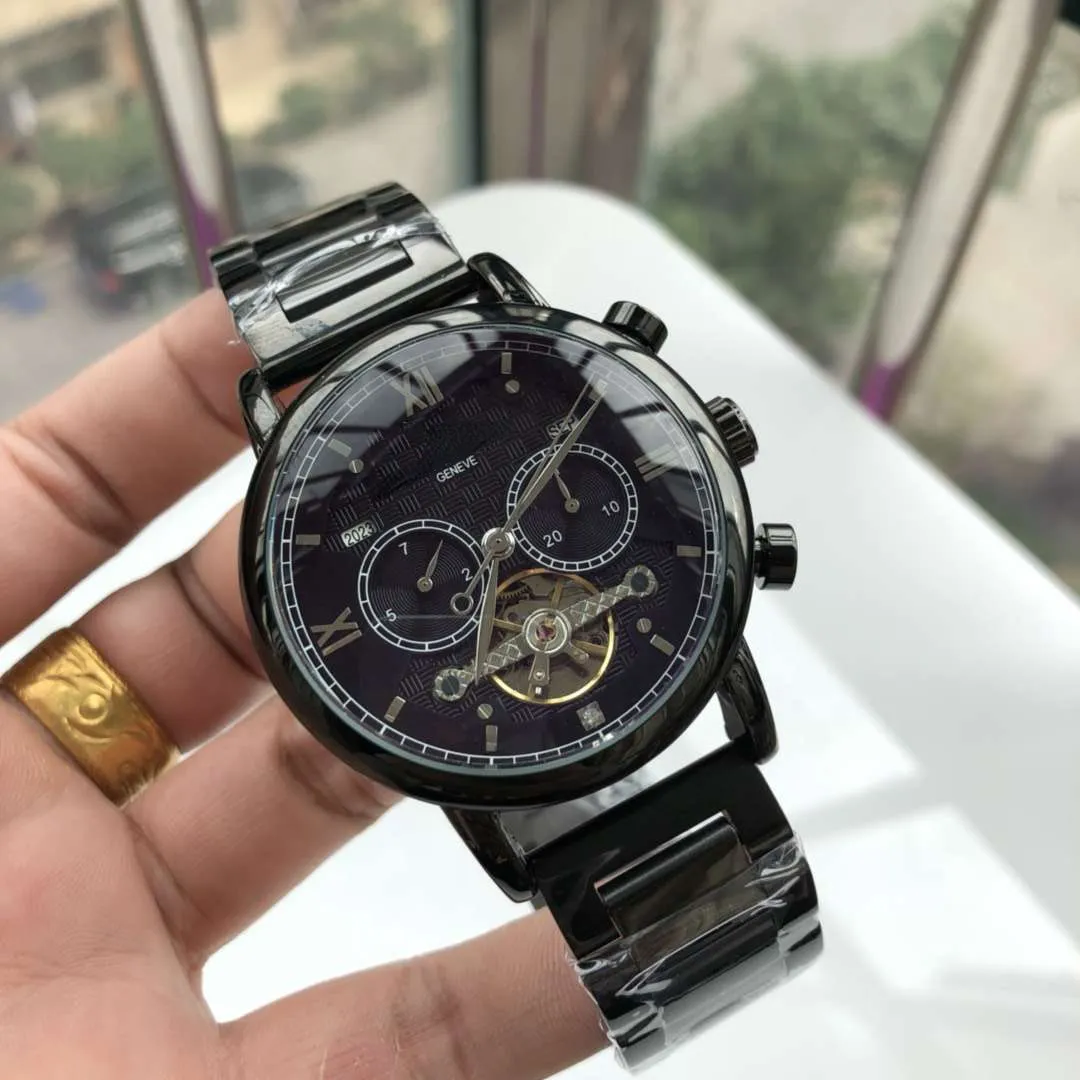 

Mens Watches Fashion Five Needles Tourbillon Watch man Automatic mechanical business wrist Watch Designer women Philippes Wristwatches steel strip bracelet watc, No brand
