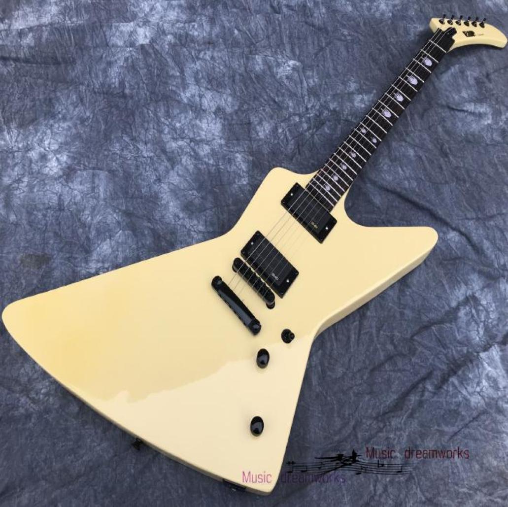 

Rare Heavy Metallic James Hetfield MX220 Signature Cream White Explorer Electric Guitar EET FUK Fingerboard Inlay Copy EMG Picku4276936