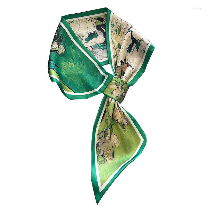 

Scarves 2023 Silk Scarf Small Women Shawls And Wraps Fashion Print Office Hair Neck Hijabs Foulard