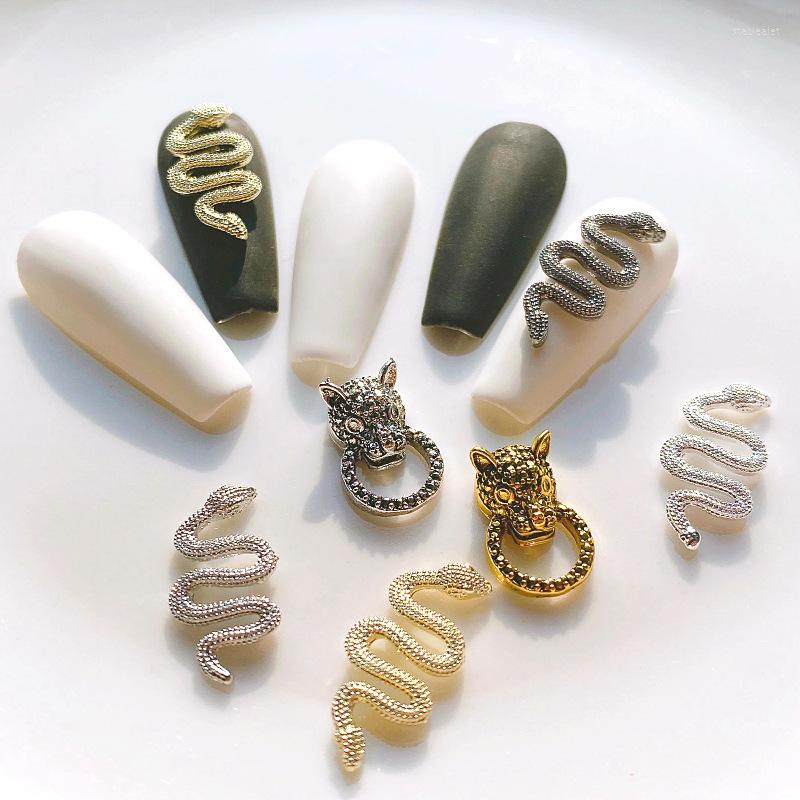 

Nail Art Decorations 20pcs Aolly Luxnury Charms 3D Snake Rhinestones Press On Nails Metal 8MM 12MM Crystal Decoration
