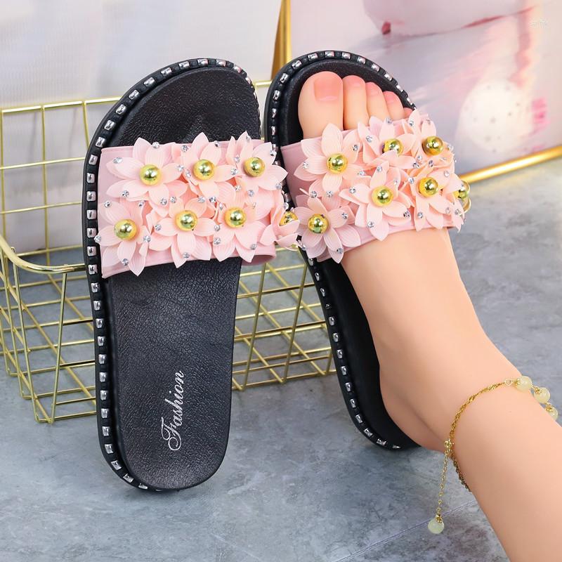 

Slippers Women Summer Slides Med Shoes Platform Fashion Pantofle Shale Female Beach Flower Luxury 2023 Soft Flat Sabot Fabric Fl