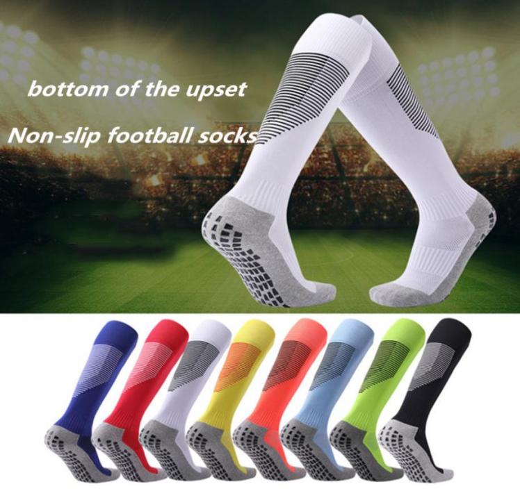 

men women shock reduce Color Stripe Professional Sports Soccer Socks High Knee Long Stocking Breathable Football Sock for Adult3893083, White