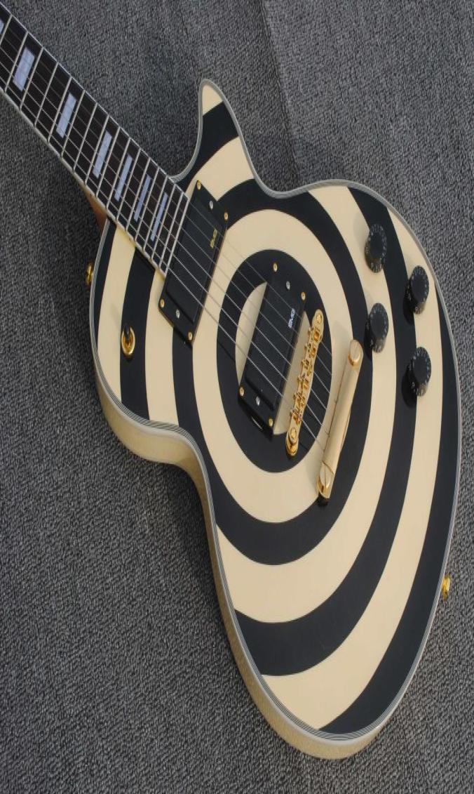 

Custom Shop Zakk Wylde bullseye Cream Black Electric Guitar Mahogany Body Neck Copy EMG Passive Pickups Split Diamond Headst7804255