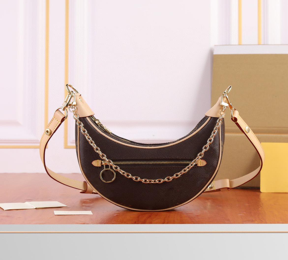 

Loop Half Moon Shoulder Bag with Extra Chain Women Designer Handbag Front Zipper Pocket 23cm Small Purses9956386, Sky blue