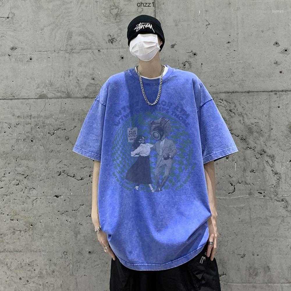 

Men's t Shirts Summer High Street Trend American Graffiti T-shirt Short Sleeve Men Loose Washed Cotton Oversized Tops Tshirt Male Y2k Teeskeonkeonkeon, Coffee