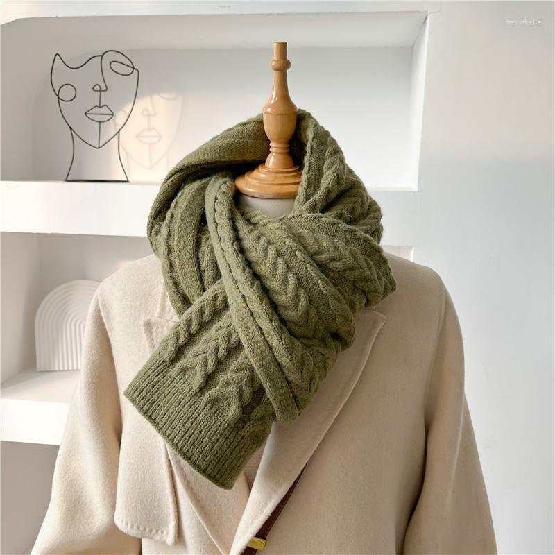 

Scarves 2023 Thick Woolen Yarn Women Scarf Skinny Solid Braid Long Knitted Warm Winter Anual Shawls And Wraps Bufanda Foulard