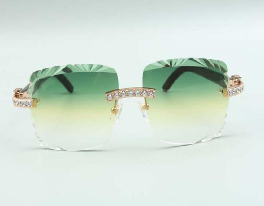 

2021 Newest style natural hybrid buffalo horns temples sunglasses 3524020 cutting lens XL diamonds glasses size 5818140mm5662172