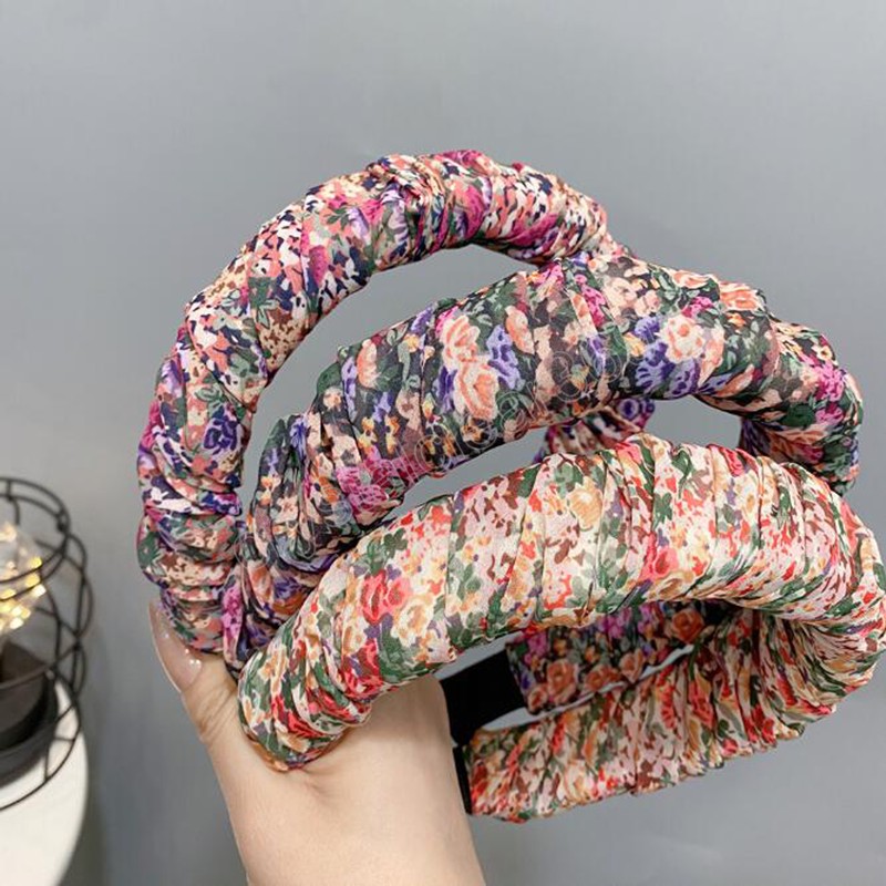 

Fashion Headband For Women Pleated Flower Hairband Casual National Turban Summer Hair Accessories